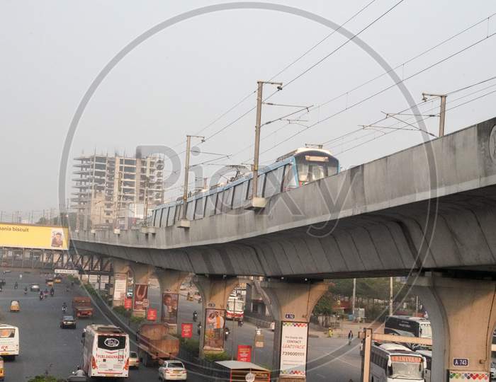 hyderabad metro station and train