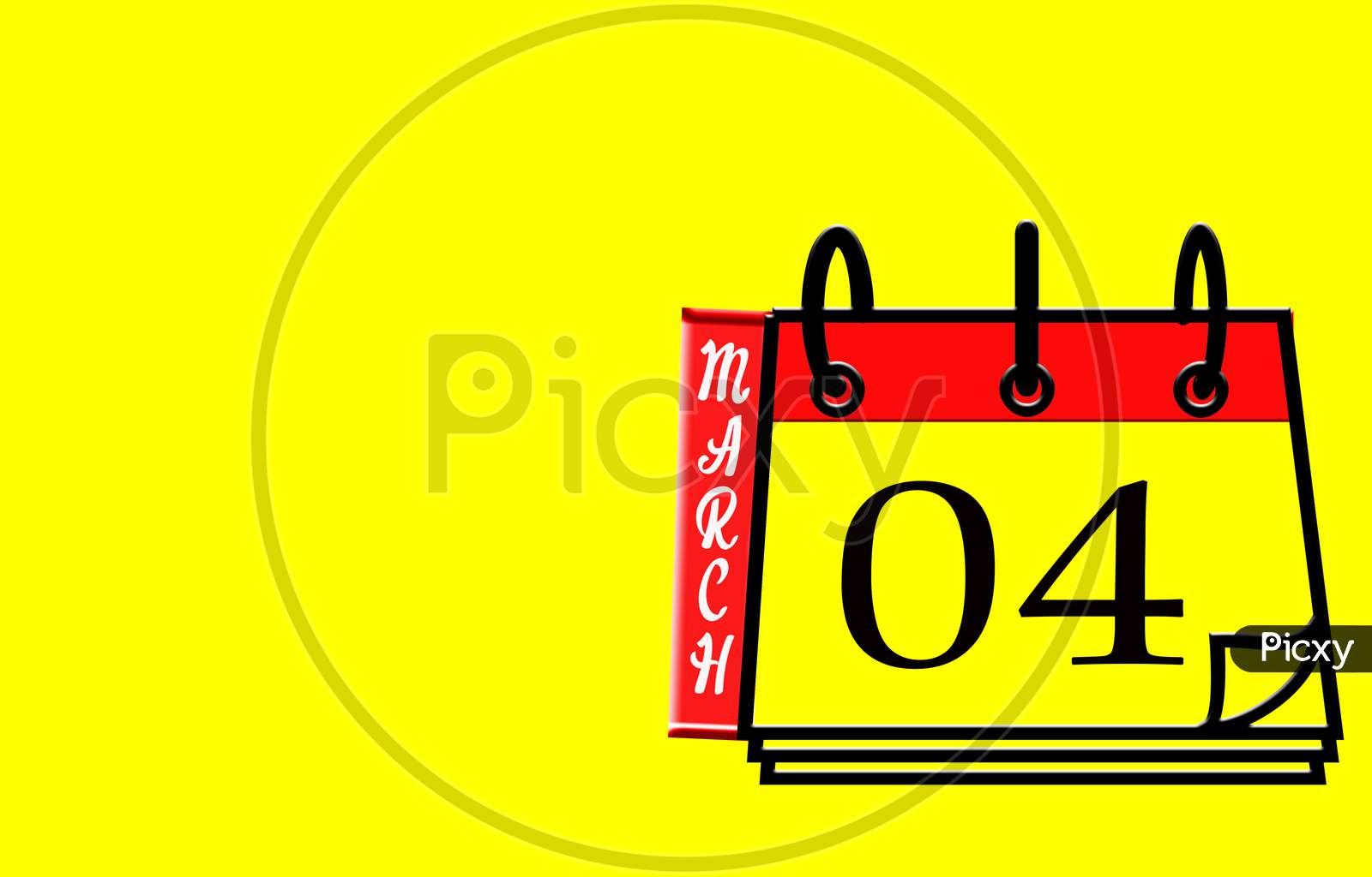 March 04, Calendar On Yellow Background