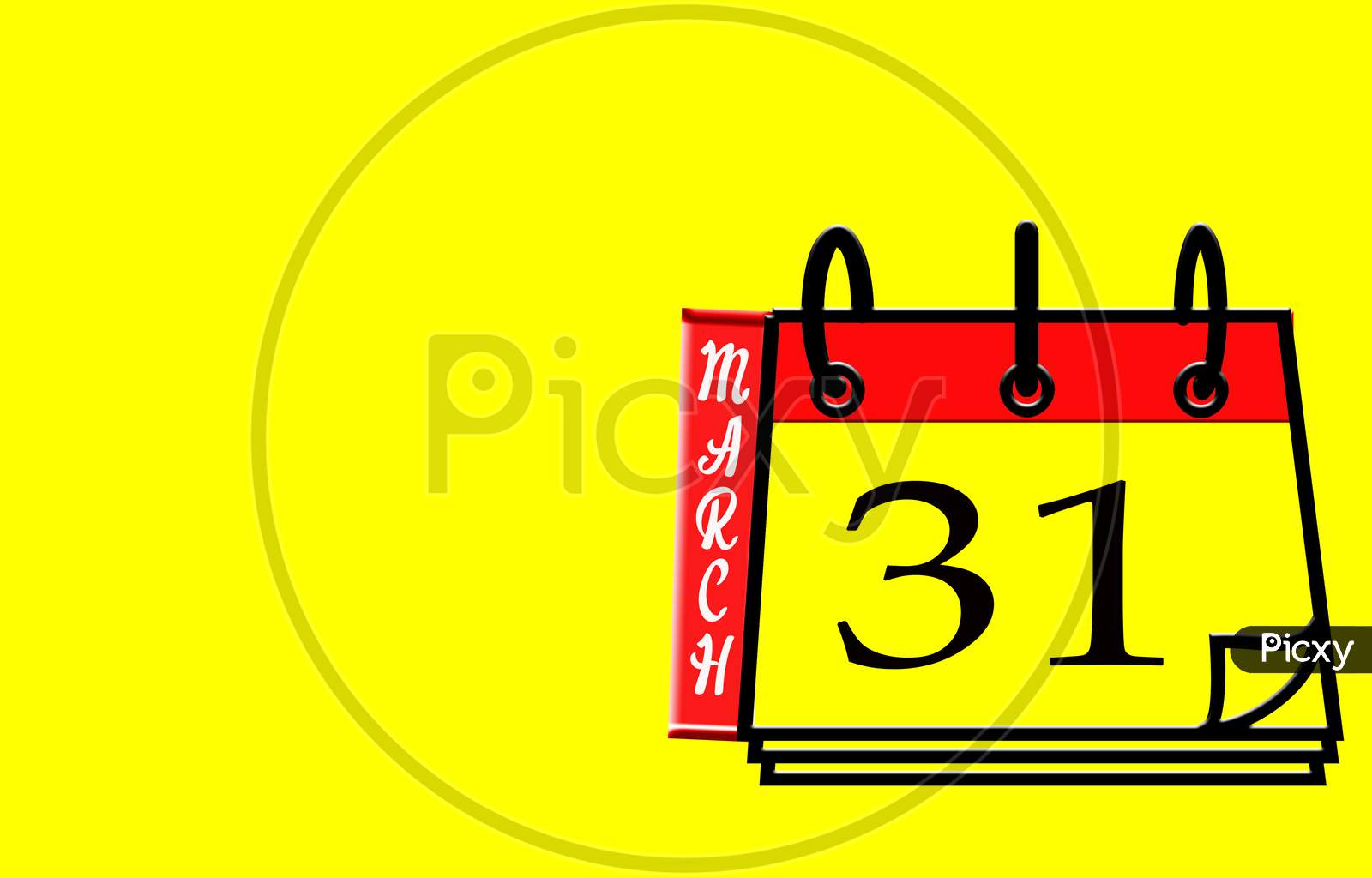 March 31, Calendar On Yellow Background