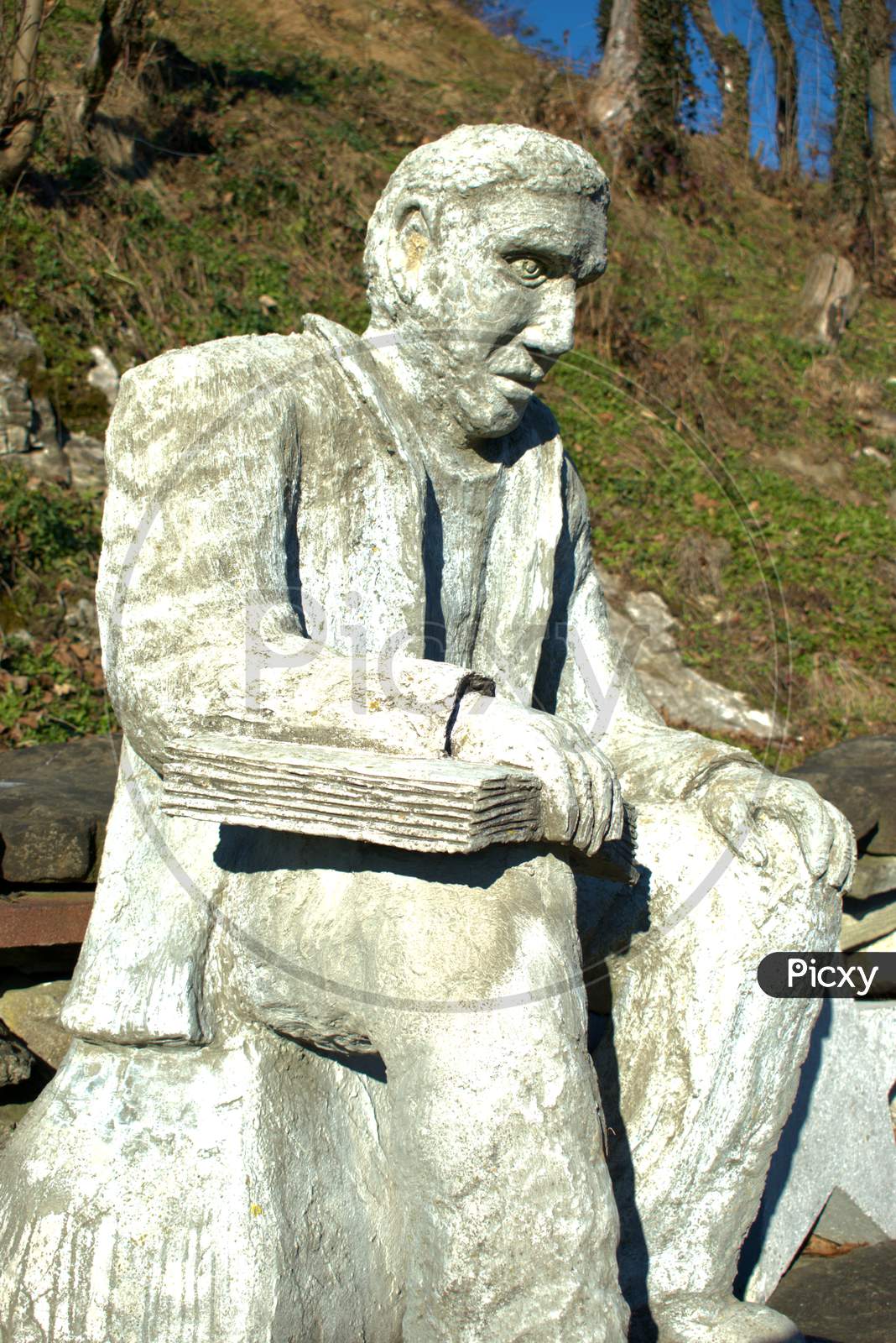 Statue Of An Old Man In Oberriet In Switzerland 11.1.2021