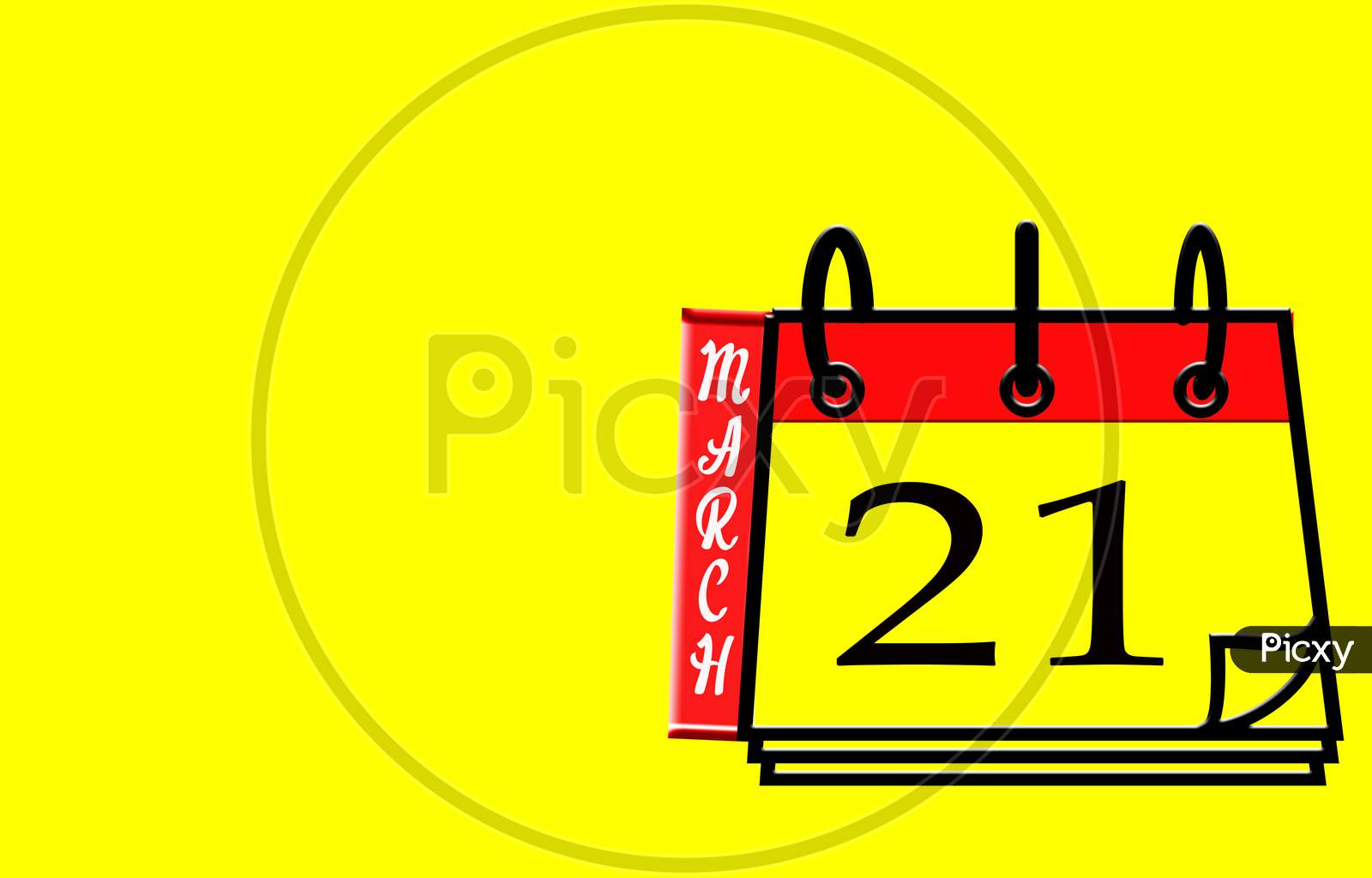 March 21, Calendar On Yellow Background