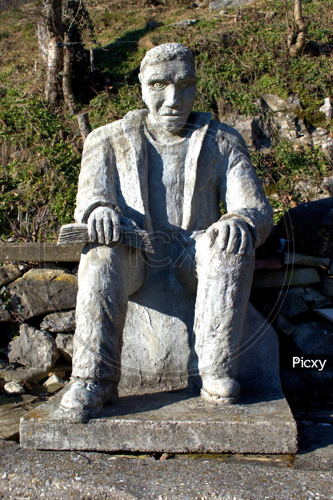 Statue Of An Old Man In Oberriet In Switzerland 11.1.2021