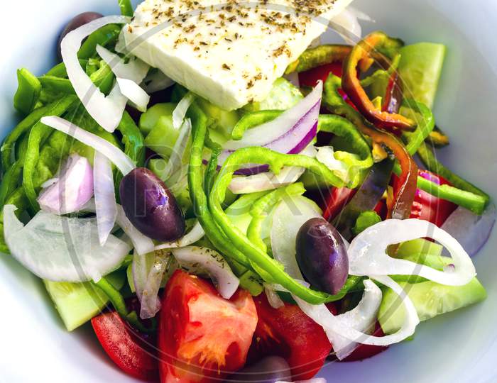 Greek Nicosia salad on a plate