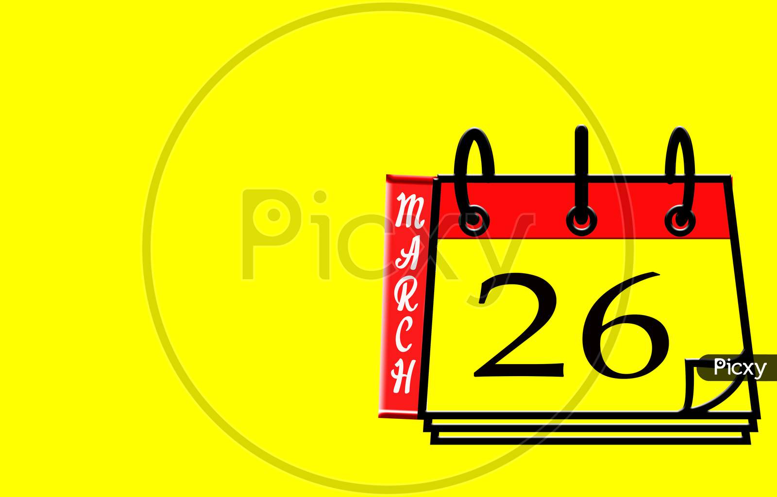 March 26, Calendar On Yellow Background