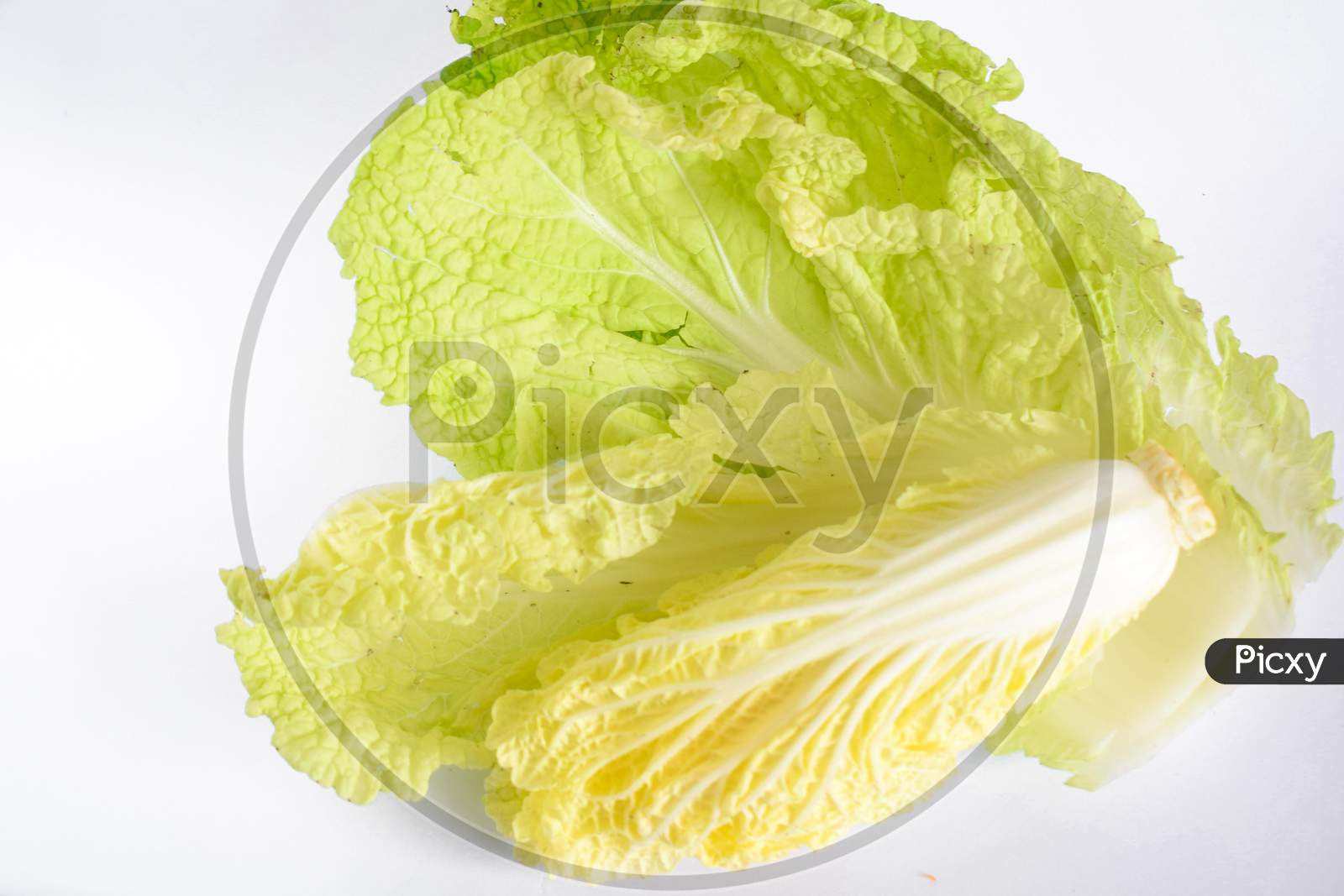 Isolated cabbage vegetables and carrots photo on white background