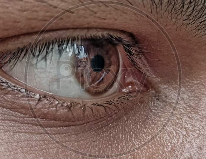 beautiful human eye showing texture in pupils.Closeup shot