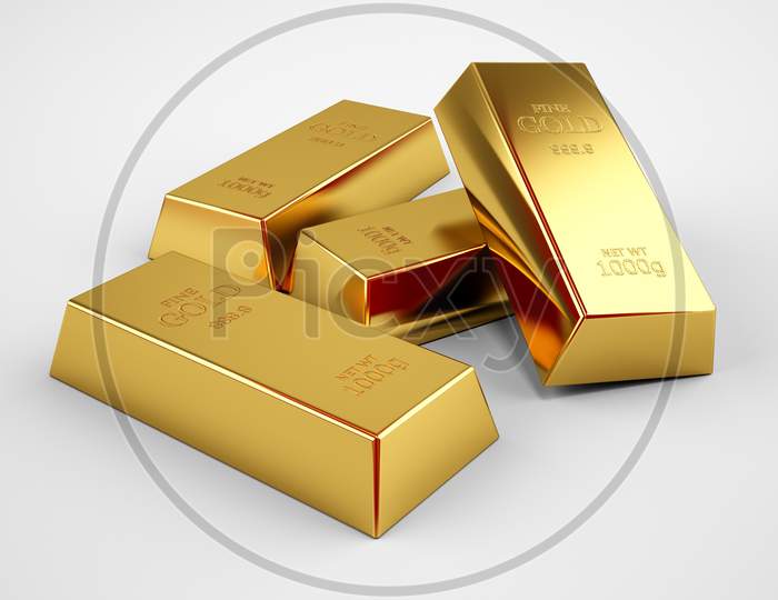 Gold bars isolated on white background Financial concept