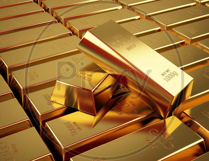 Stack of gold bars concept of success in business and finance