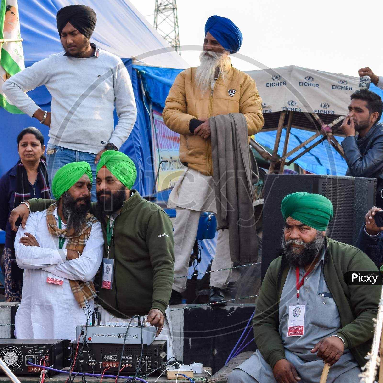 New Delhi, India – December 25 2020 : Indian Sikh And Hindu Farmers From Punjab, Uttar Pradesh And Uttarakhand States Protests At Delhi-Up Border. Farmers Are Protesting Against The New Farmer Laws