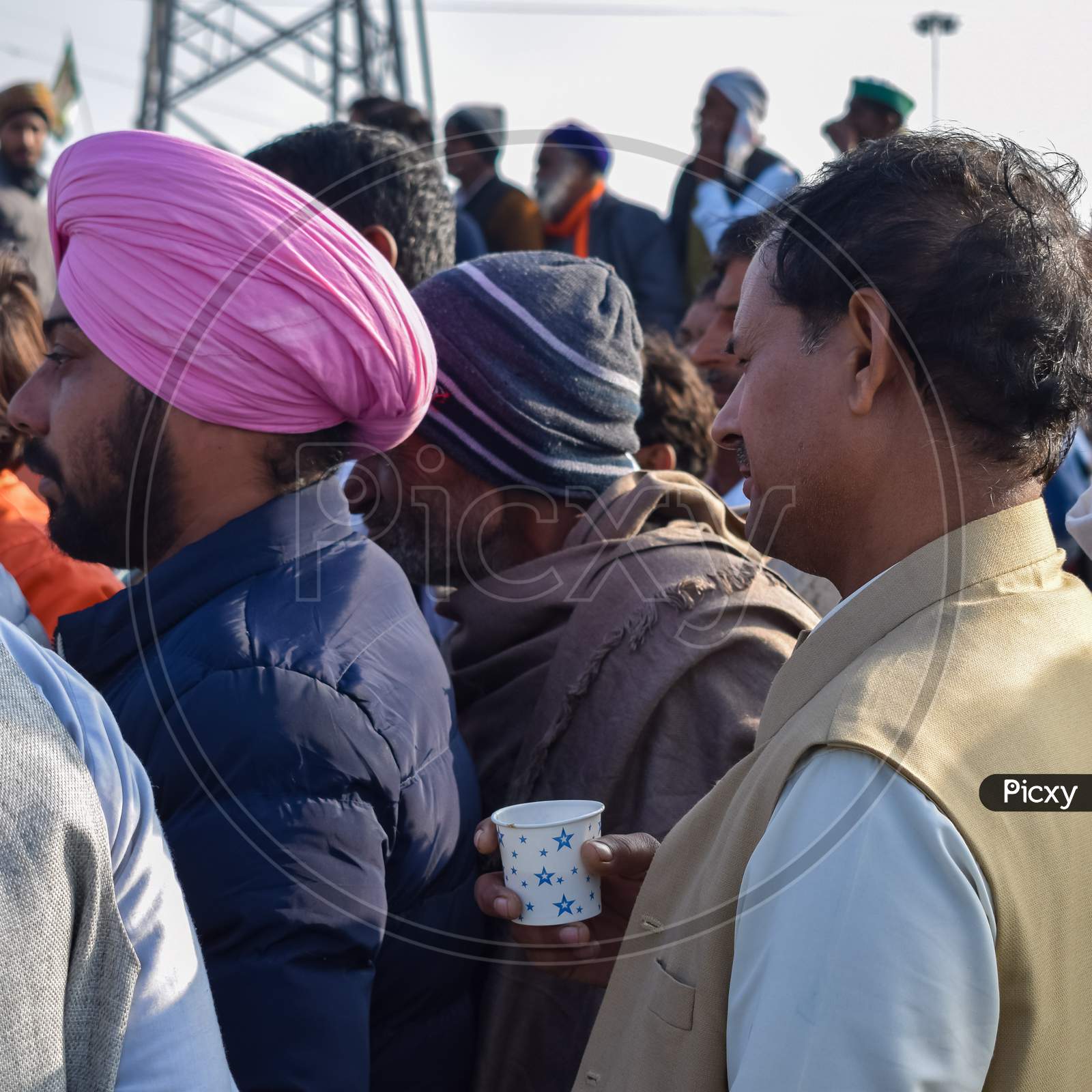 New Delhi, India – December 25 2020 : Indian Sikh And Hindu Farmers From Punjab, Uttar Pradesh And Uttarakhand States Protests At Delhi-Up Border. Farmers Are Protesting Against The New Farmer Laws
