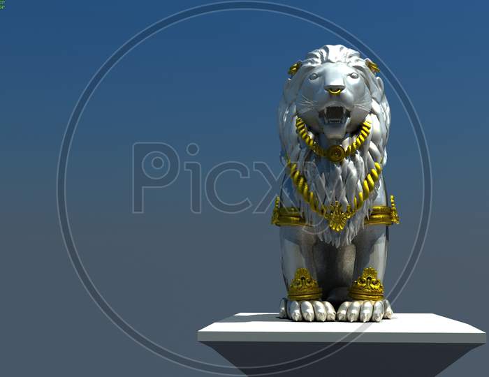 Lion statue with Golden Ornaments