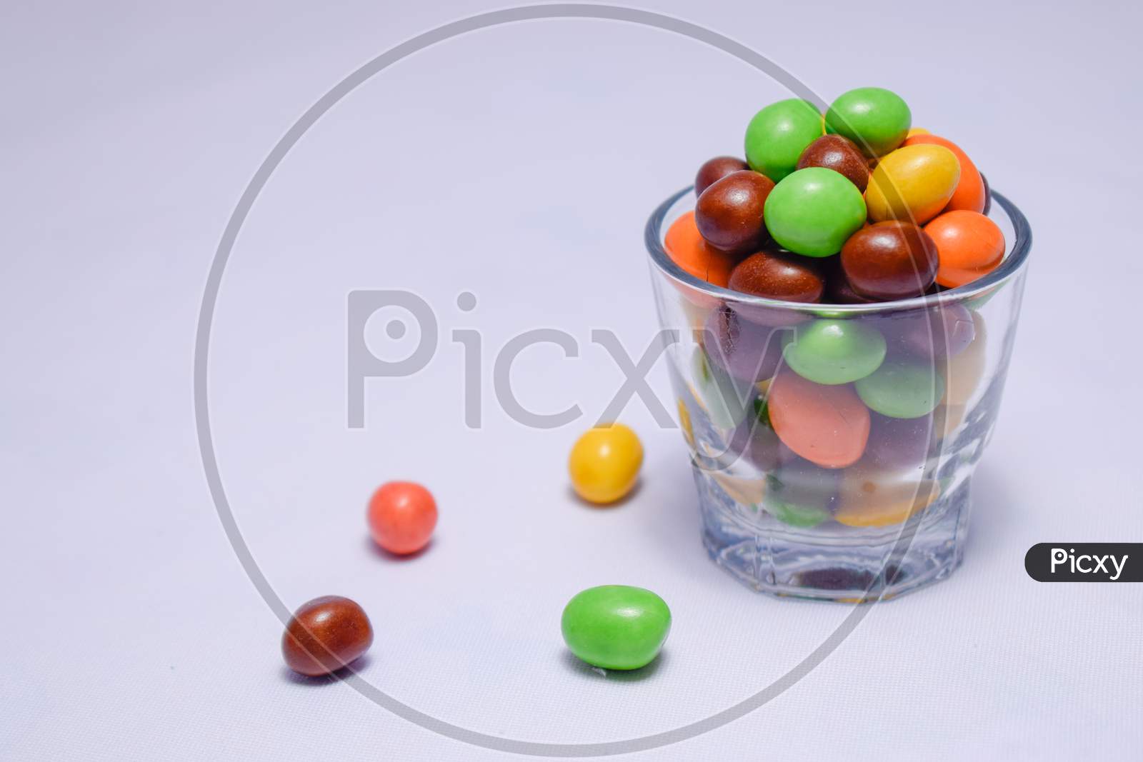 Colorful chocolate candy with a white background