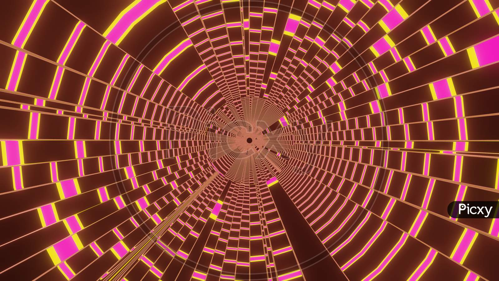 3D Illustration Graphic Of The Inside Tunnel Having Beautiful Pink And Yellow Color Texture And Pattern Seamless Loop Motion Graphics.