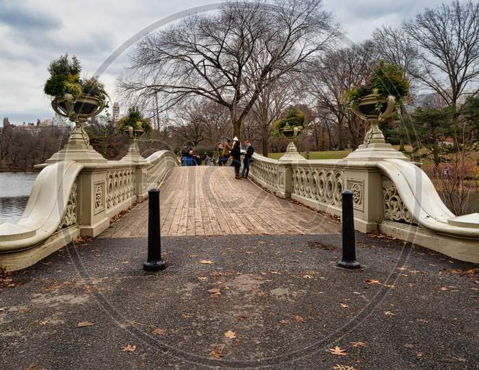 The bow bridge in central park, New York city daylight view