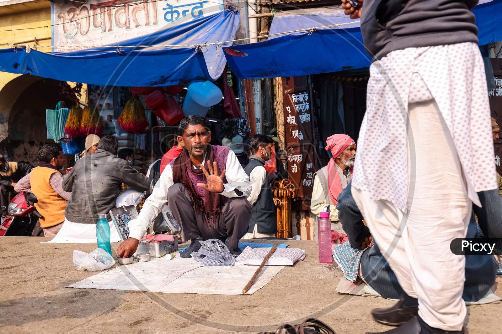 Street barber at Haridwar in Kumbh mela