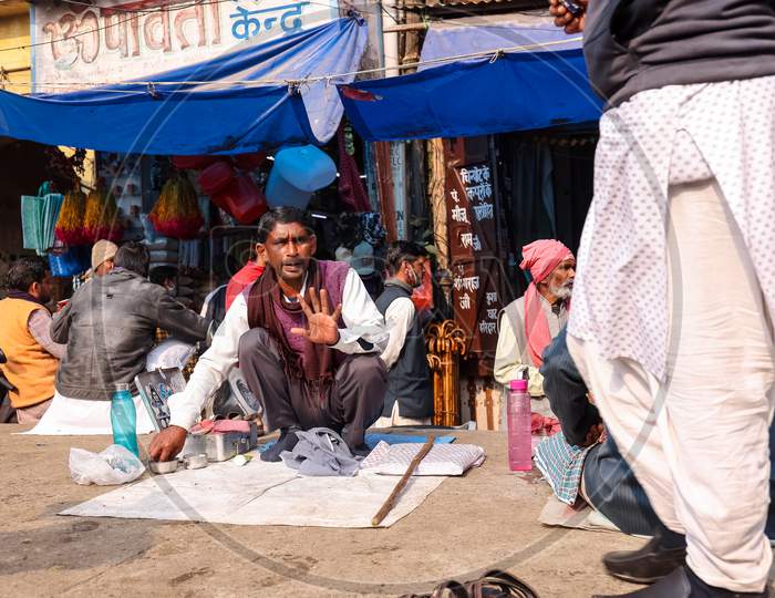 Street barber at Haridwar in Kumbh mela