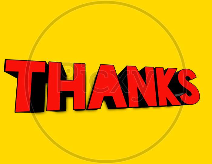 Thank You Poster With Spectrum With Yellow Background . Modern Text 3D Typography