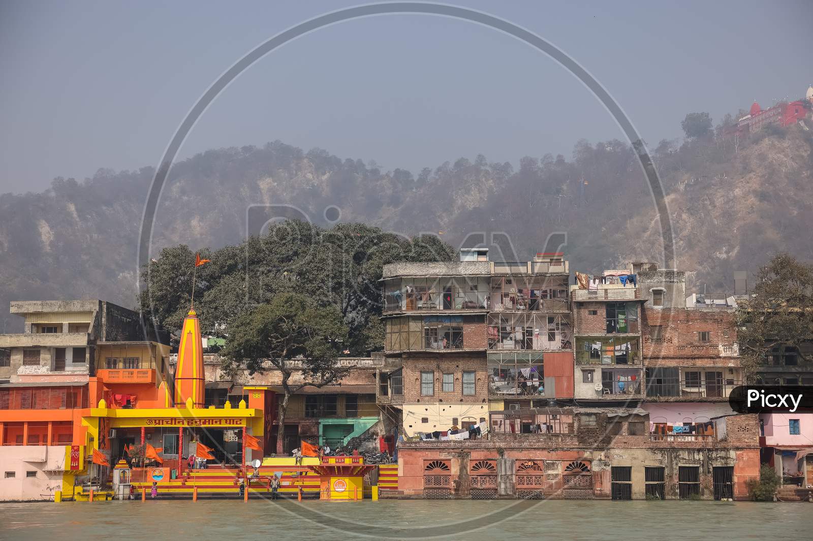 Architectural view of Bridges and colorful building in Kumbh fair at Haridwar