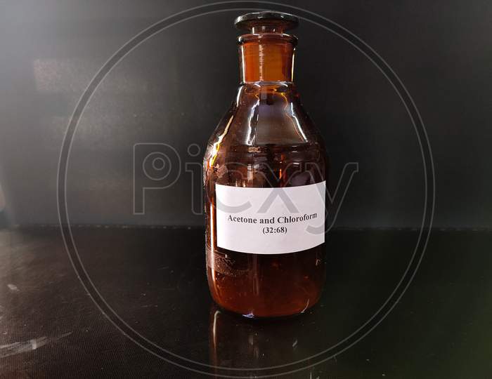 Brown Bottle Filled With Reagent Solution