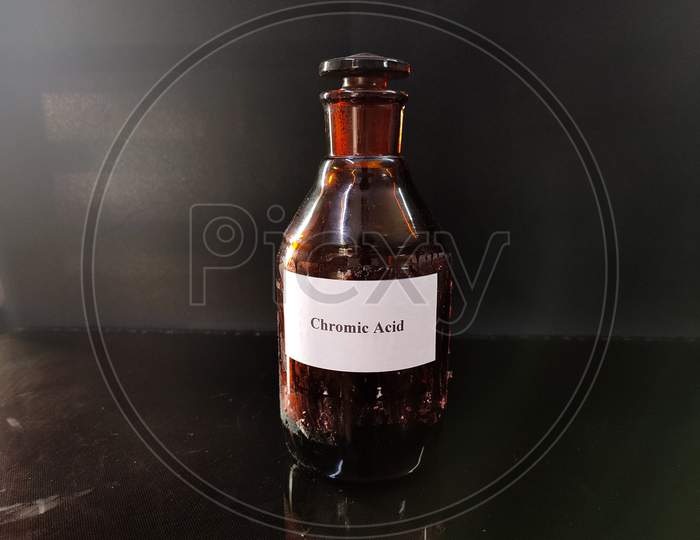 Brown Bottle Filled With Reagent Solution 11