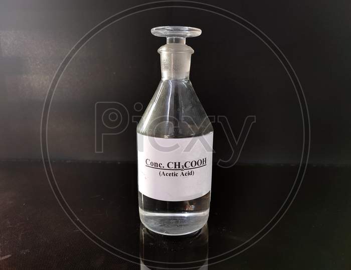 Transparent Bottle Filled With Reagent Solution