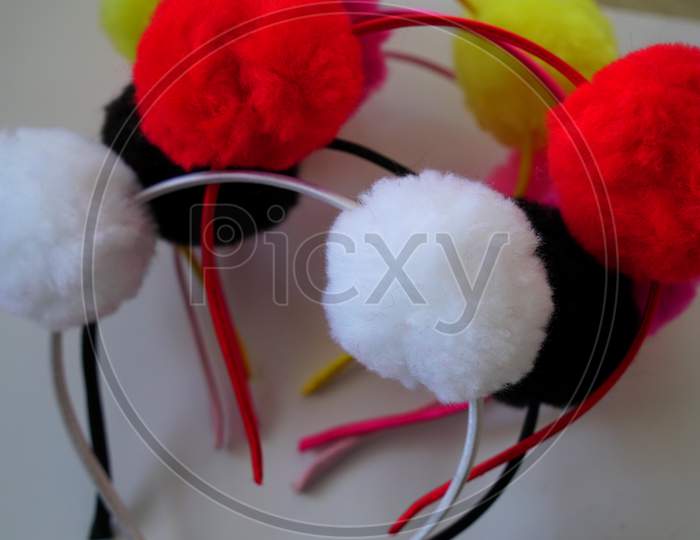 Party Wear Hair Band Closeup With Attractive Color. Multicolor Head Bands To Fold Hair For Girls And Females.