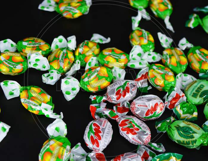 Image of A bunch of delicious sucking sweets, candies like: barberry ...