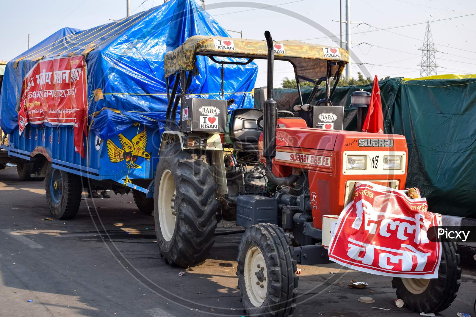 New Delhi, India – December 25 2020 : Tractors From Various Villages From Punjab, Uttar Pradesh And Uttarakhand States During Farmer Protest At Gazipur Border Delhi, Farmers Are Protesting Farmer Law