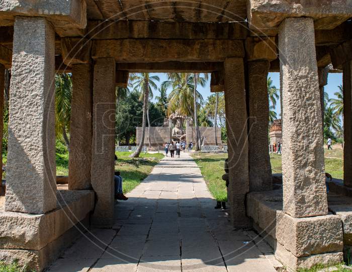 VIEW OF UGRA NARASIMHA TEMPLE, UNESCO HERITAGE SITE- HAMPI, KARNATAKA.
