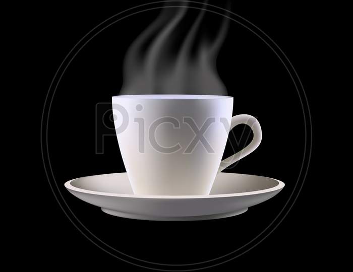 Cup Of Tea With Milk On Black Background