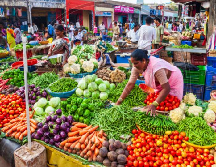 Indian Vegetable Shop in Market
