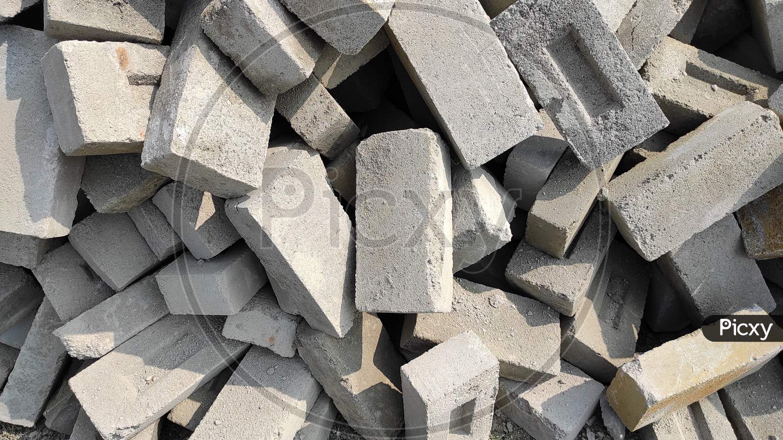 Pile of Cement bricks block or concrete construction materials