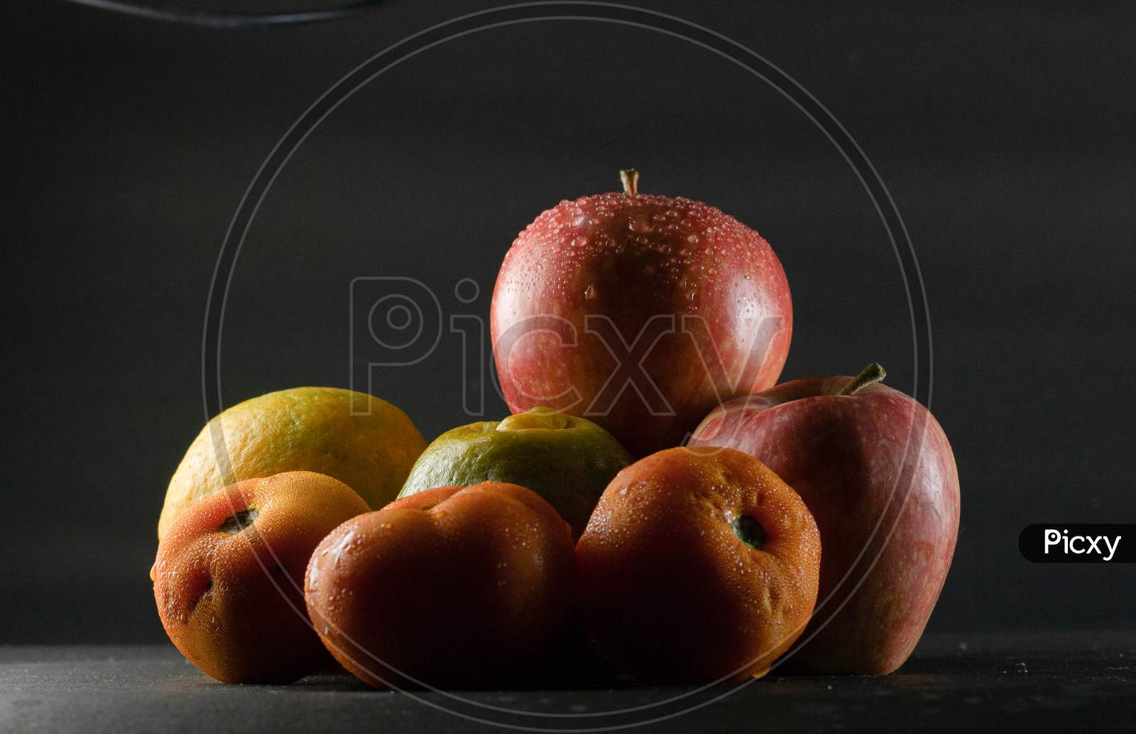 Heap Of Fruits In Black Background