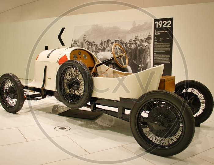 Vintage Porsche From 1922 In The Porsche Museum In Stuttgart, Germany.