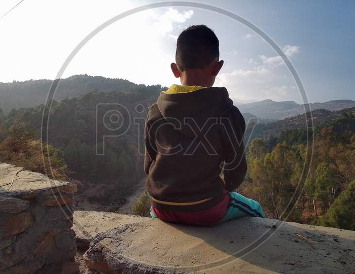 kid looking at the view