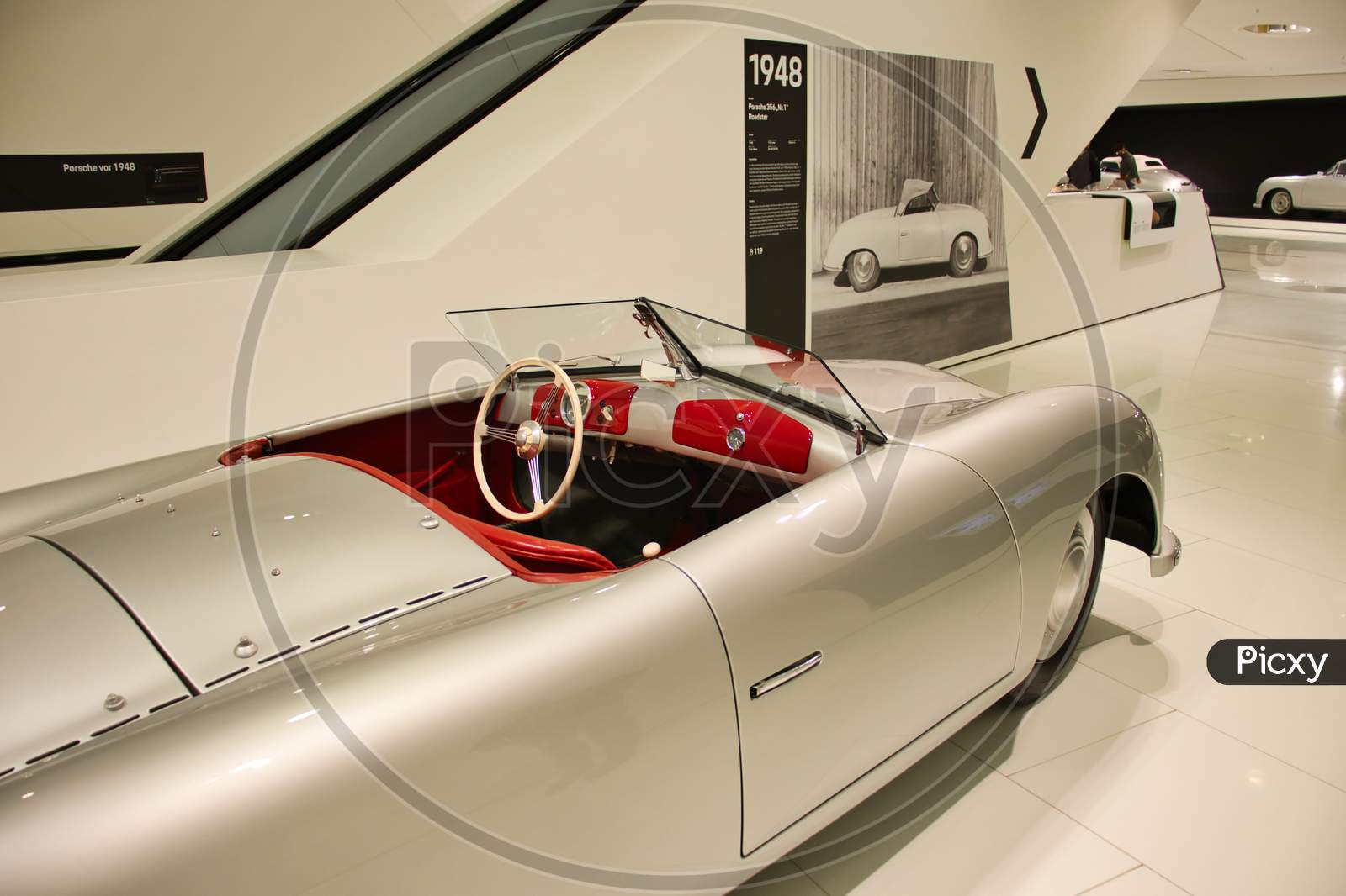 Vintage Car Displayed In The Porsche Museum In Stuttgart, Germany.