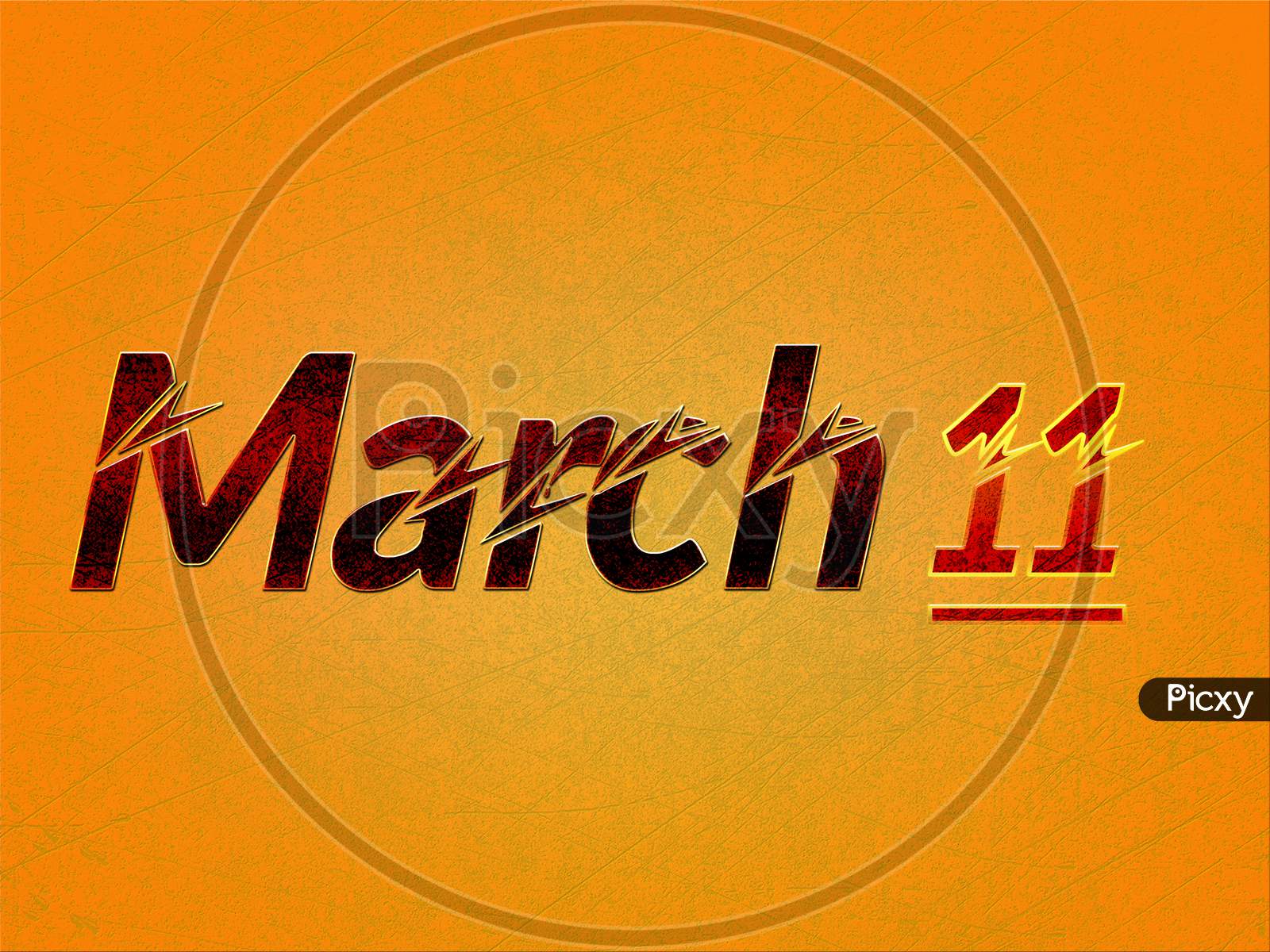 11 March, Monthly Calendar On Yellow Backgrand