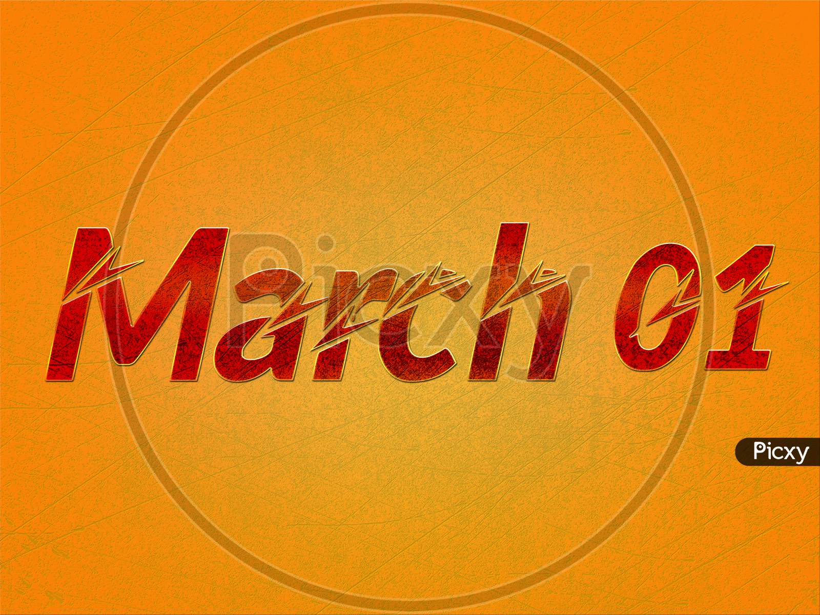 01 March, Monthly Calendar On Yellow Backgrand