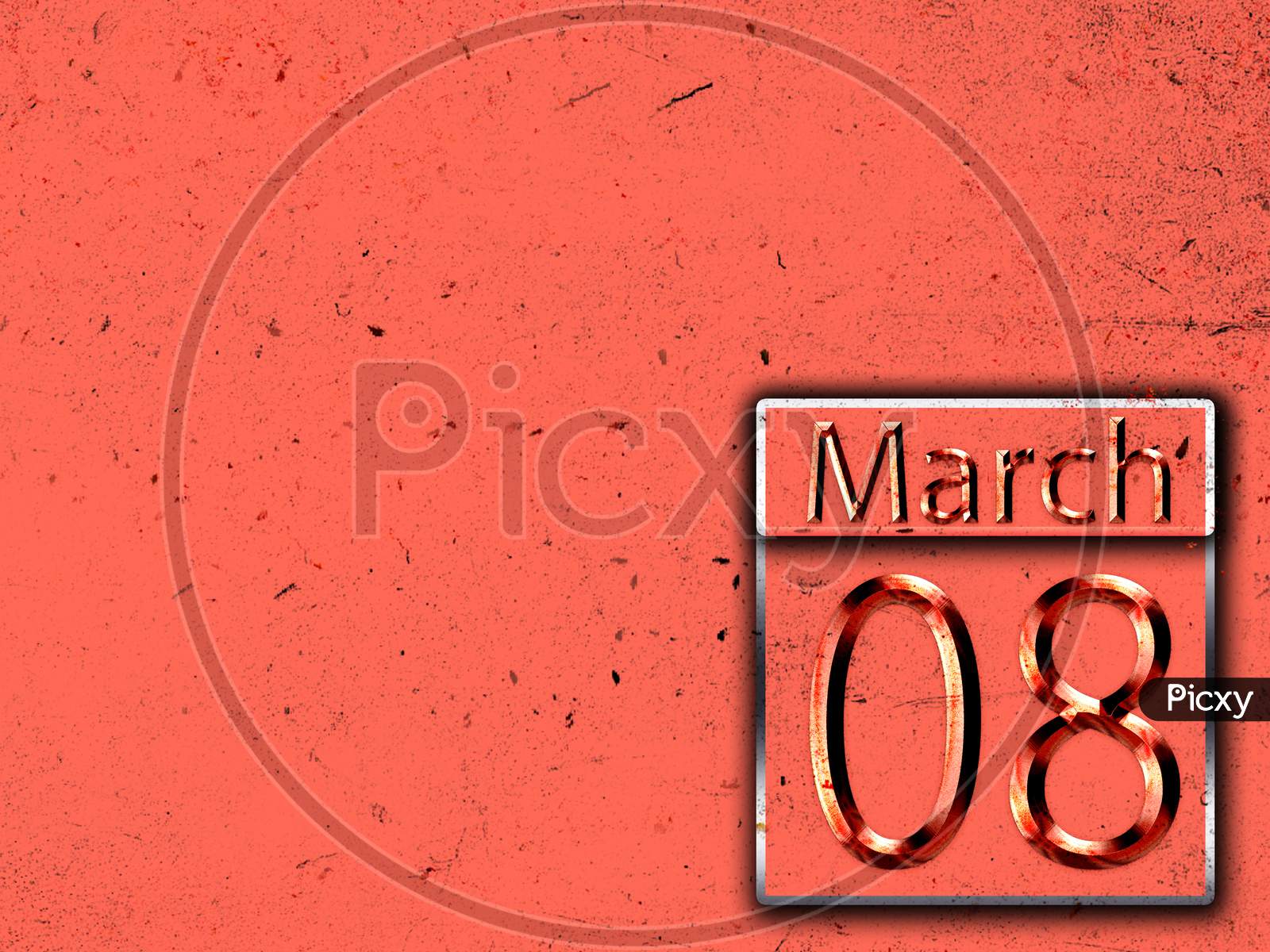 08 March, Monthly Calendar On Backgrand