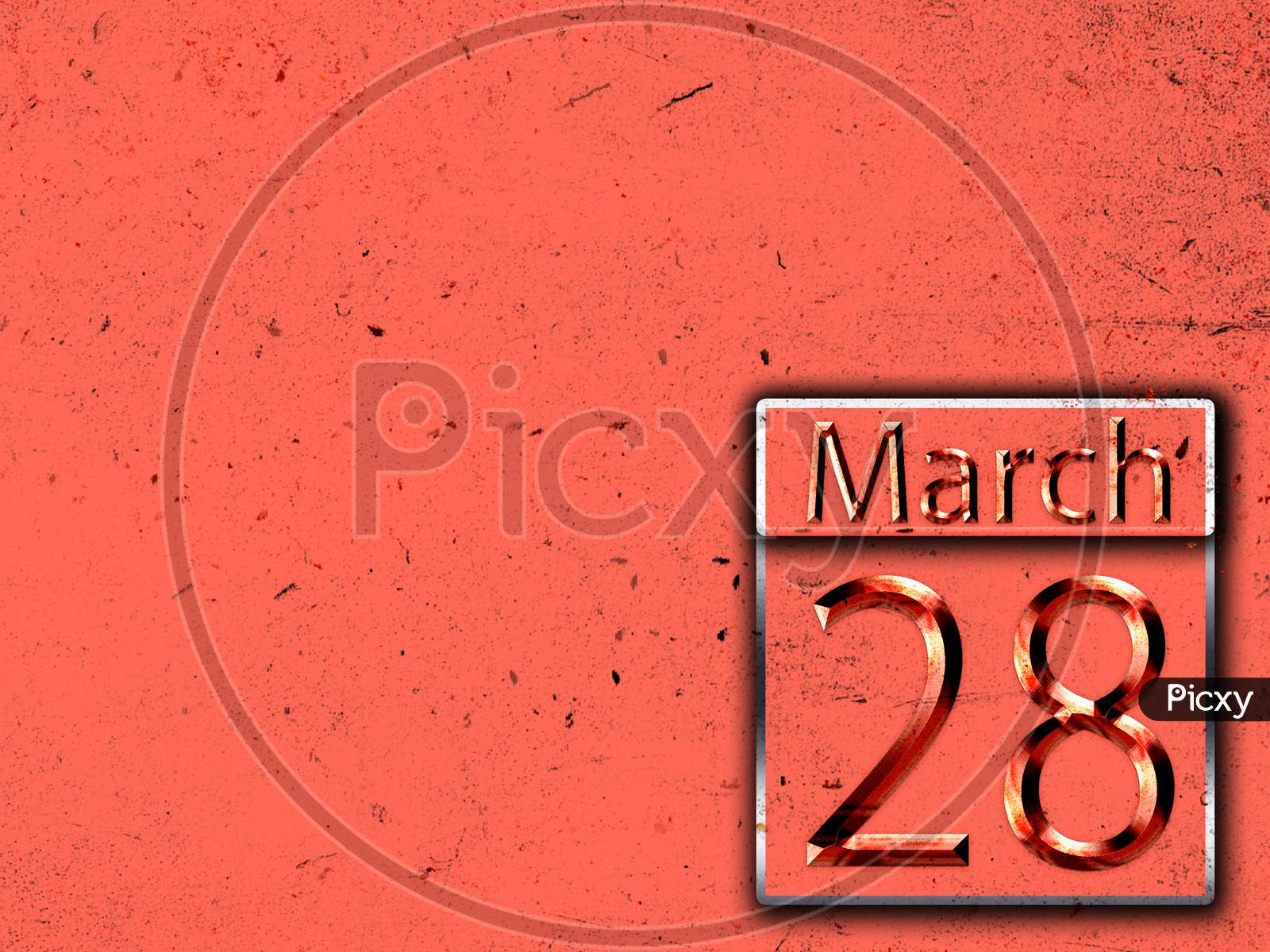 28 March, Monthly Calendar On Backgrand