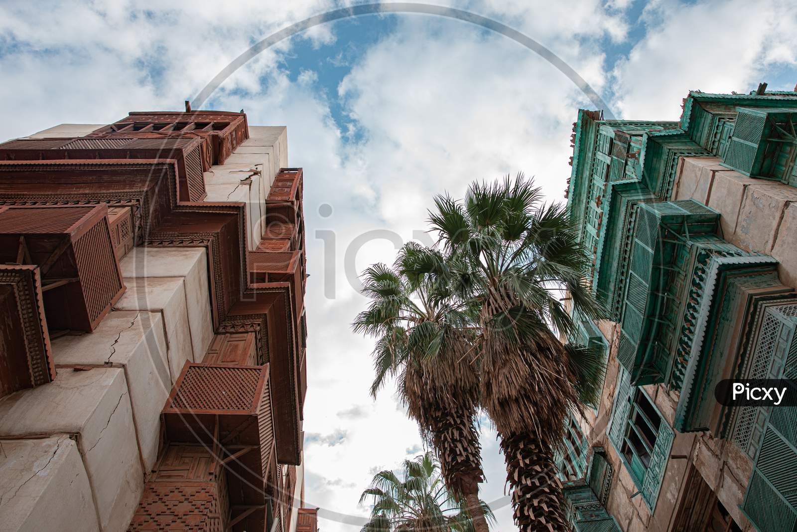Old Jeddah , Neighborhood Historical City Of Jeddahin A Cloudy Skyold House . Saudi Heritage. Ksa