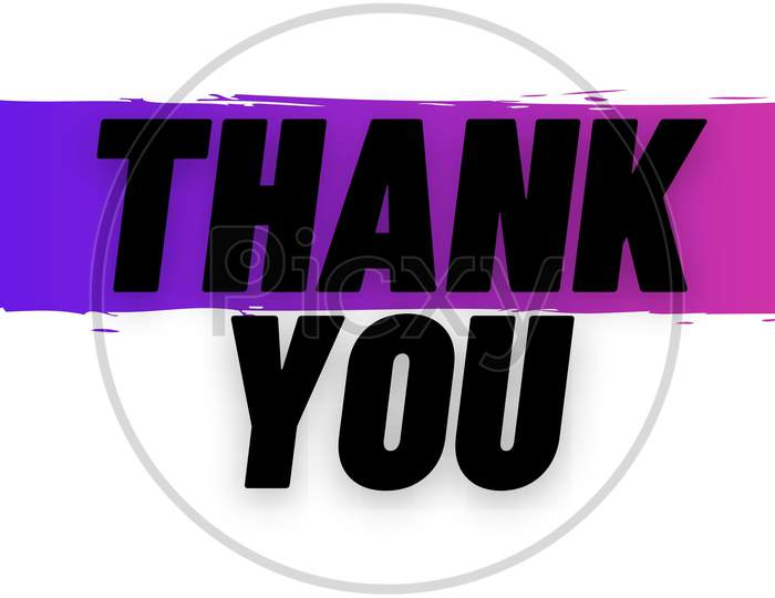 Thank You Poster With Text On White Background. Colorful Gradient
