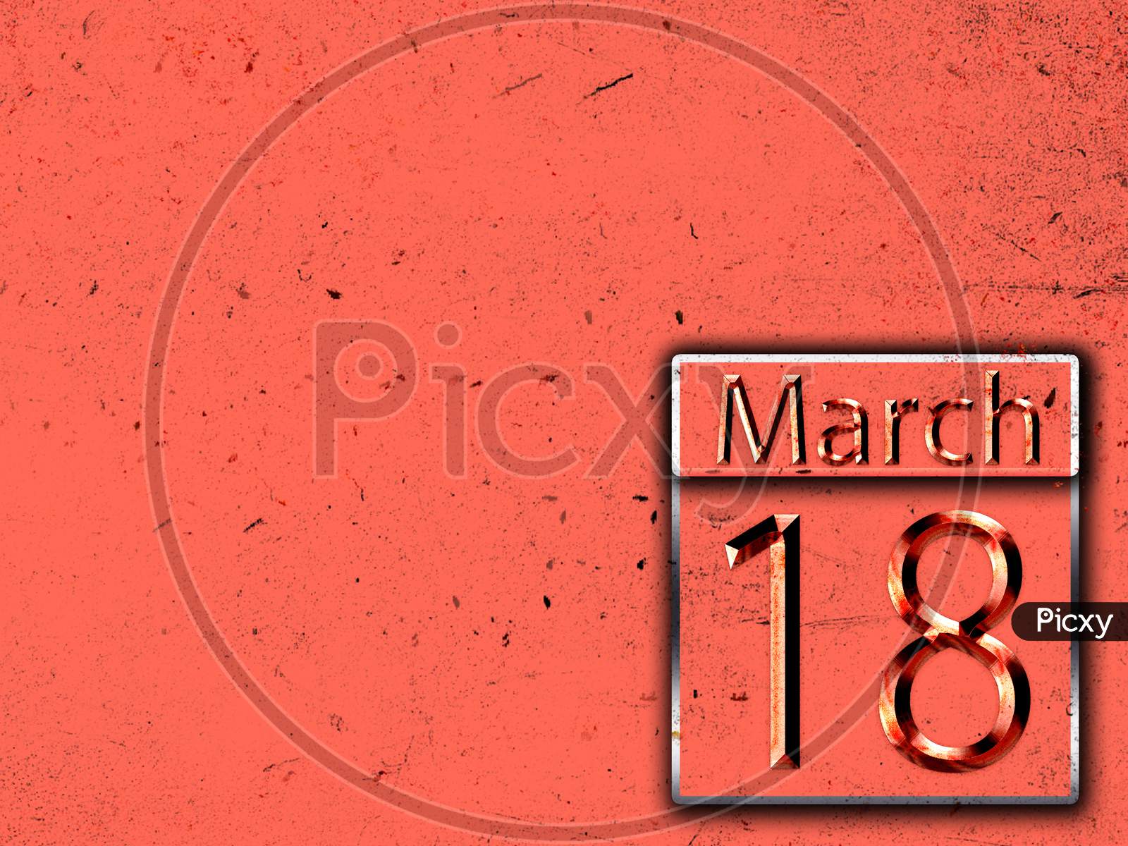 18 March, Monthly Calendar On Backgrand