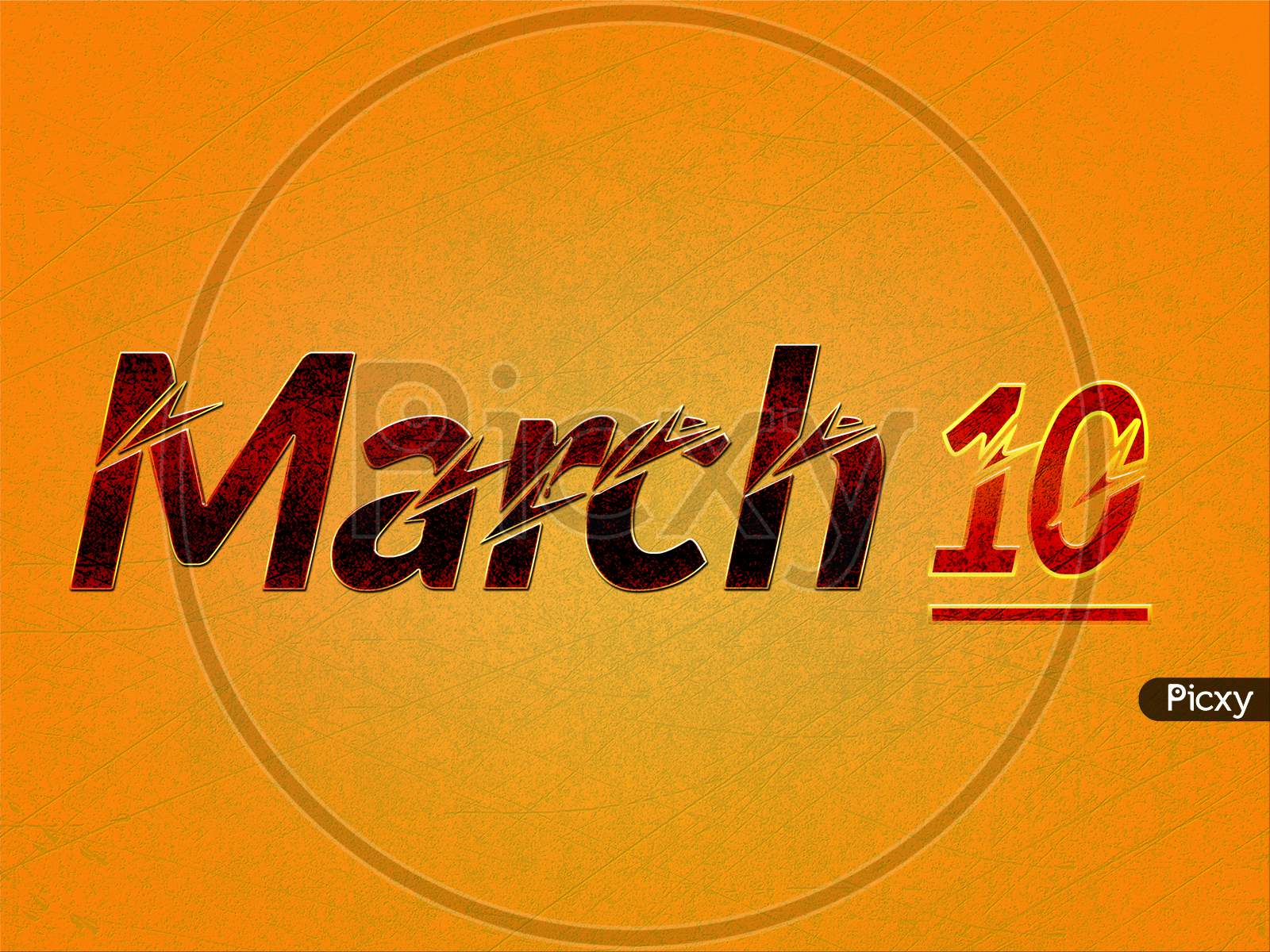 10 March, Monthly Calendar On Yellow Backgrand
