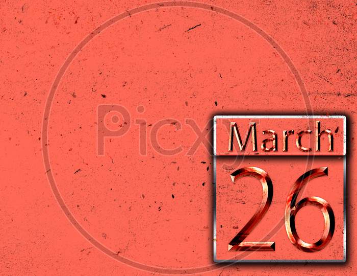 26 March, Monthly Calendar On Backgrand
