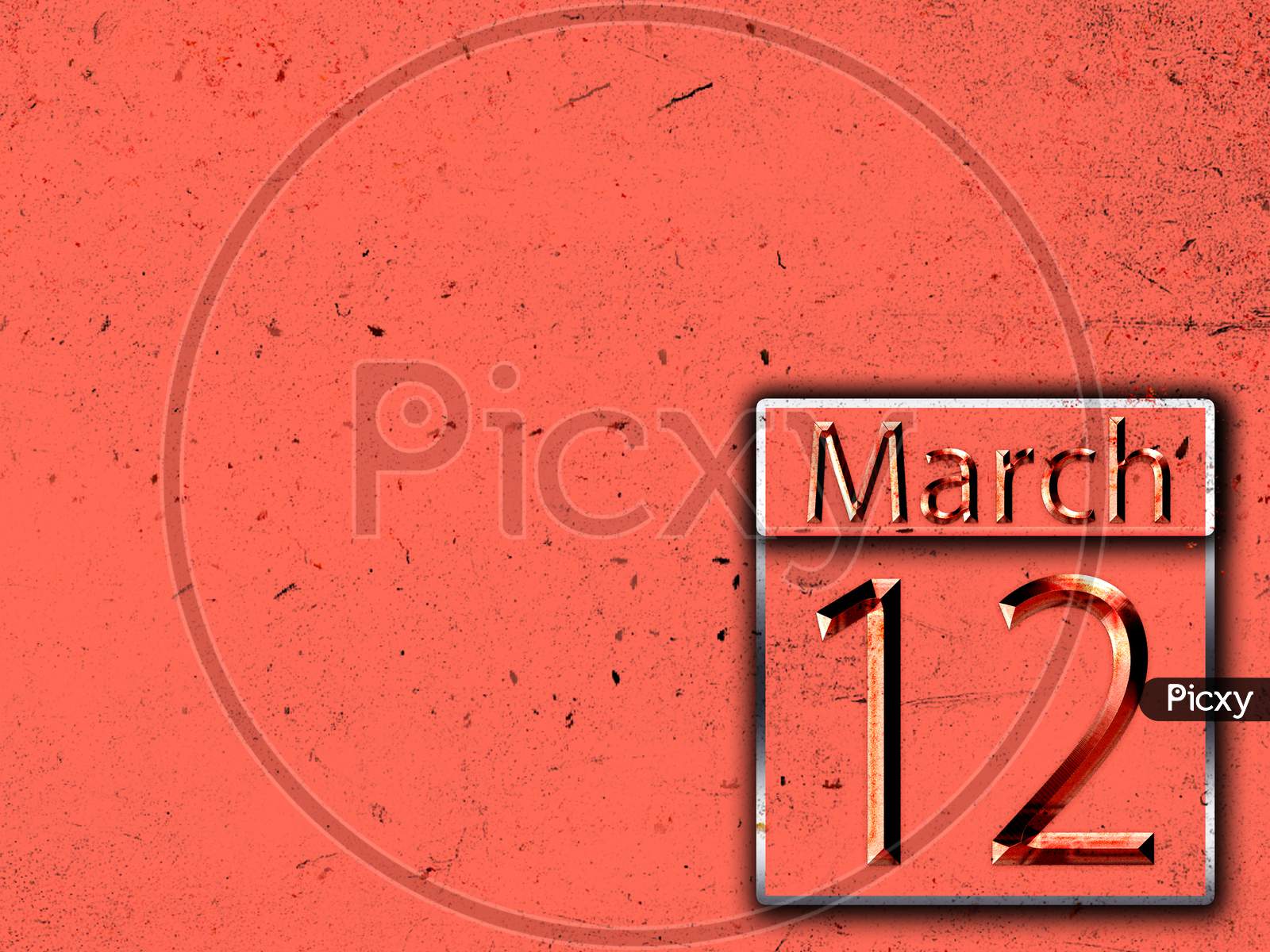 12 March, Monthly Calendar On Backgrand