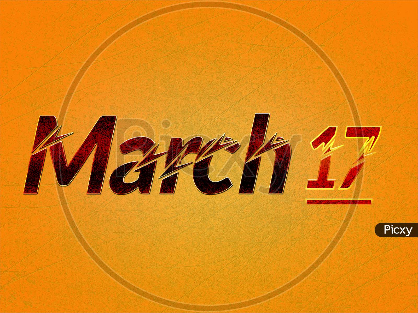 17 March, Monthly Calendar On Yellow Backgrand