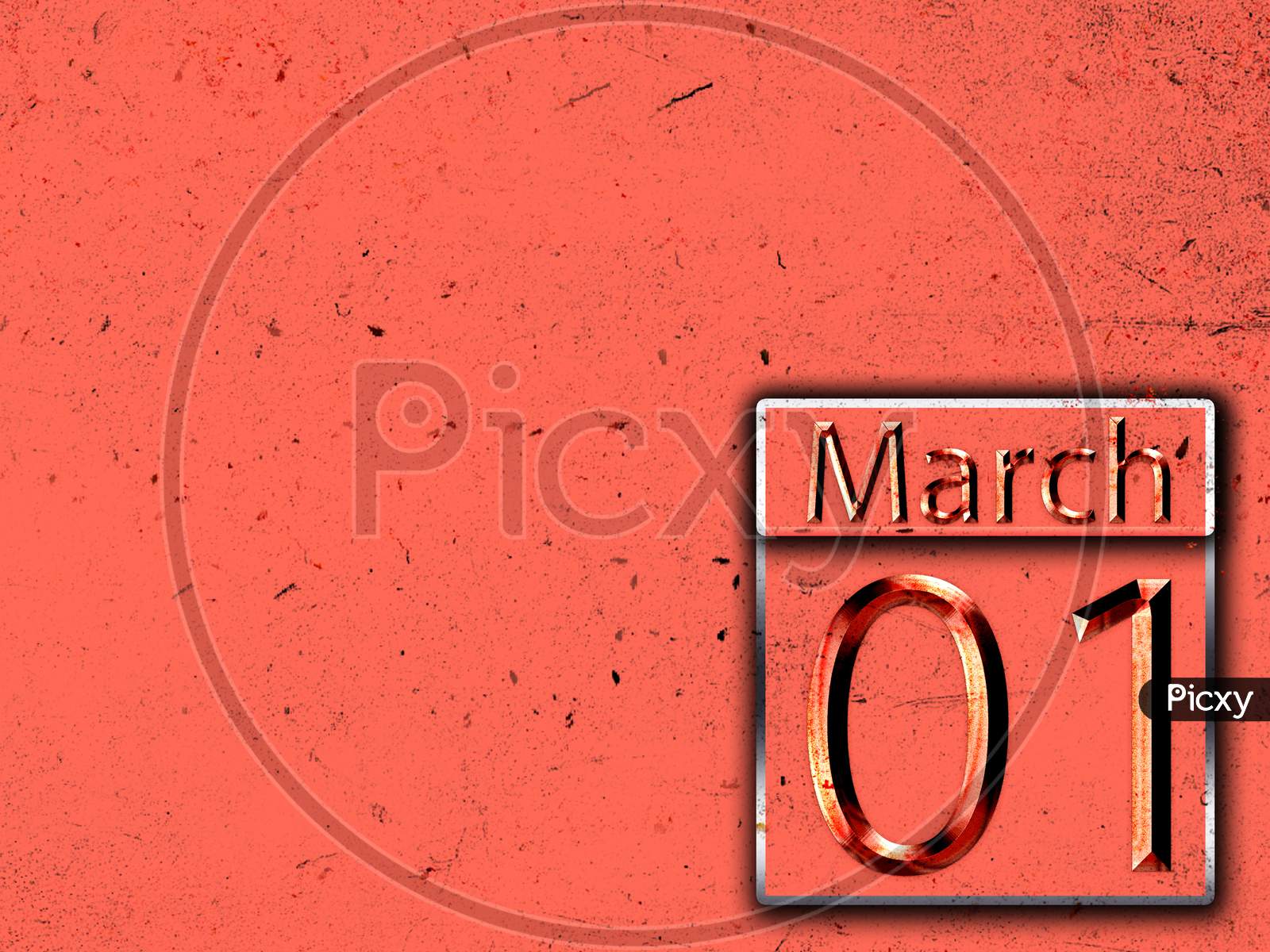 01 March, Monthly Calendar On Backgrand