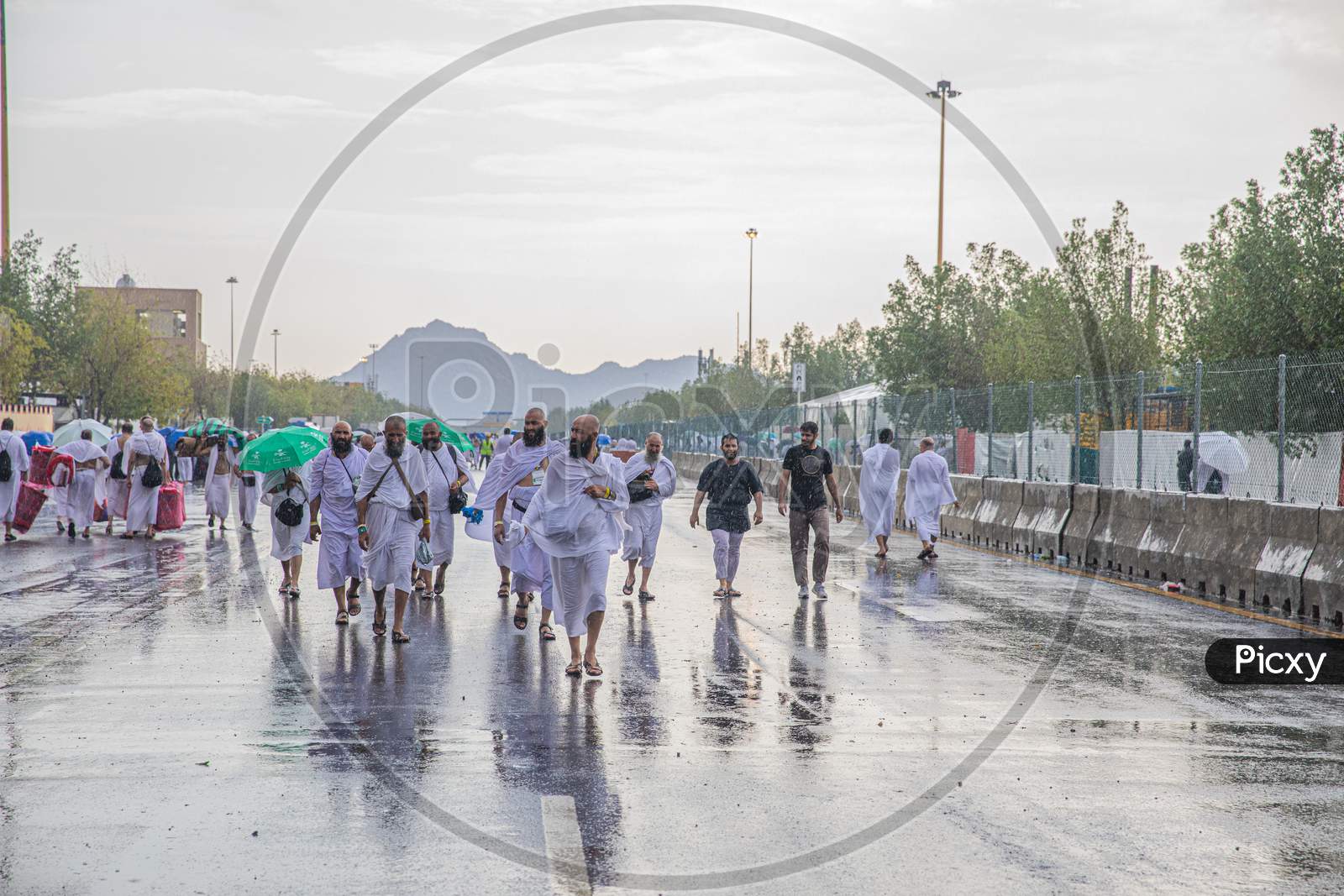 Rainy Day In Arafat,Hajj, Pilgrims Performing Hajj, Islam, Makkah, Saudi Arabia, August 2019