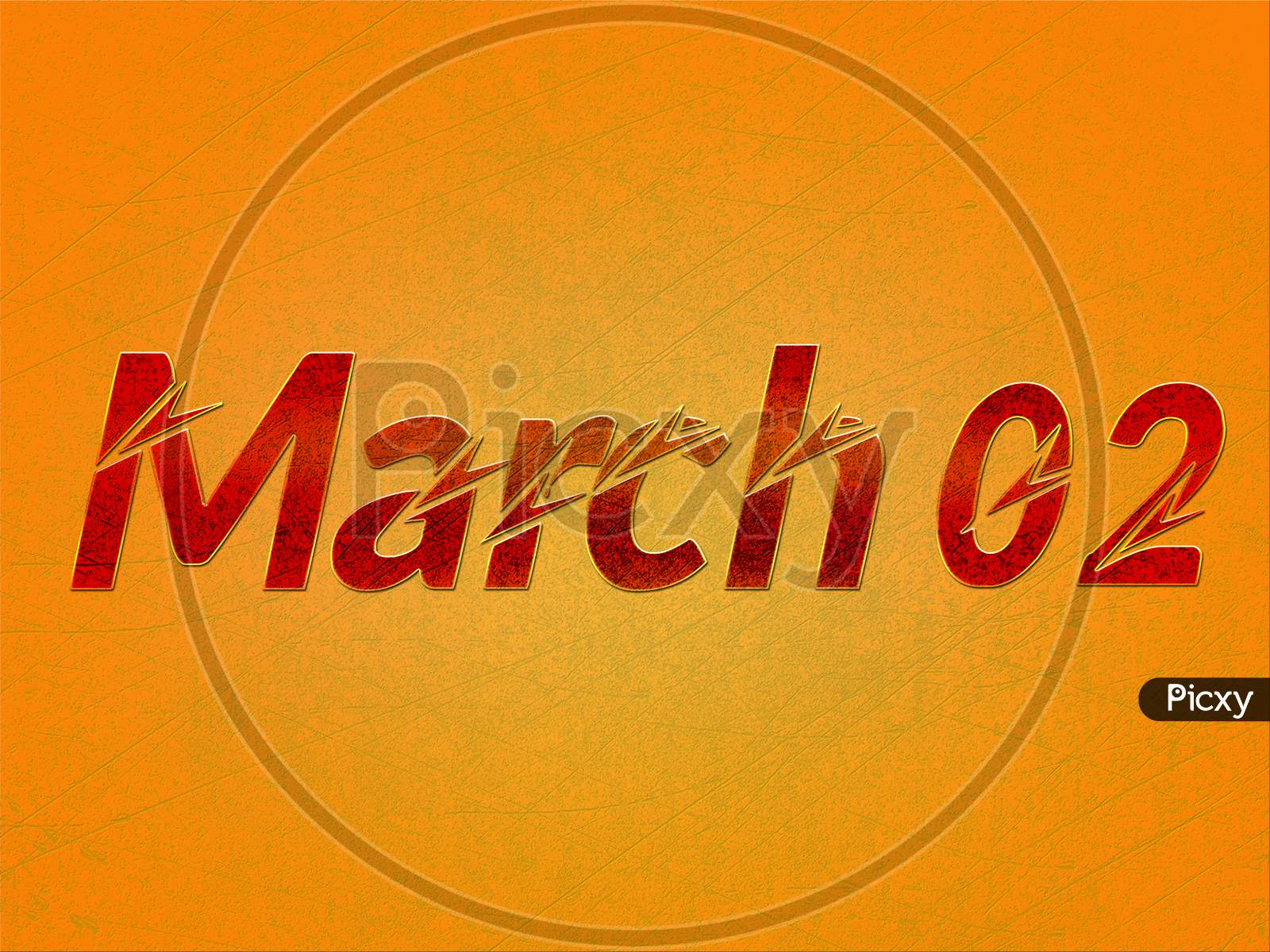 02 March, Monthly Calendar On Yellow Backgrand